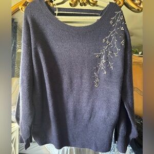 Democracy beaded Embroidered Women's Sweater -